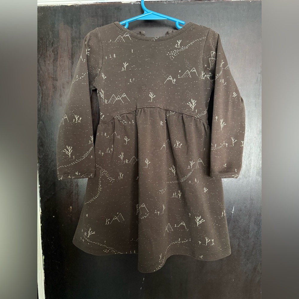 Red Caribou 5T Brown Patterned Kids Dress mountains trees